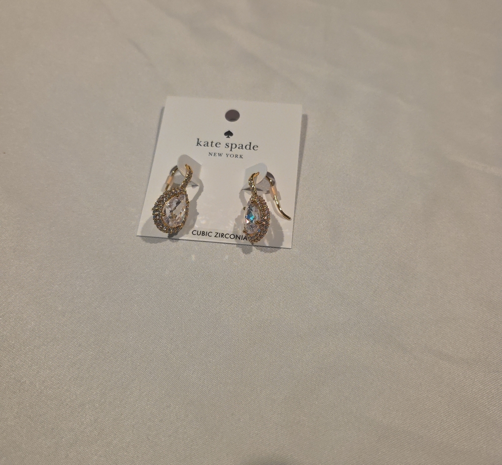 kate spade Gold Teardrop Halo Cubic Zirconia Earrings